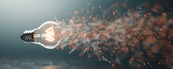 Illuminating Analytic Insight - Minimalist Lightbulb Artwork Wallpaper with Abstract Lines and Dots