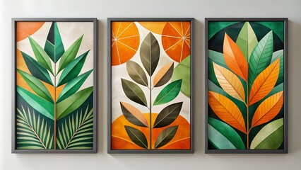 Obraz premium Abstract Background with Lush Foliage and Blossoms - Horizontal Illustration Labels, Posters, and Design Elements painting