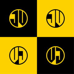 Simple JV and VJ Letter Circle Logo Set, suitable for business with JV and VJ initials