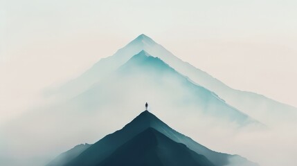 Peak of Triumph: Minimalist Abstract Mountain Artwork Reflecting Achievement and Self-Improvement