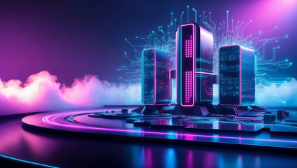 Server in un panorama futuristico