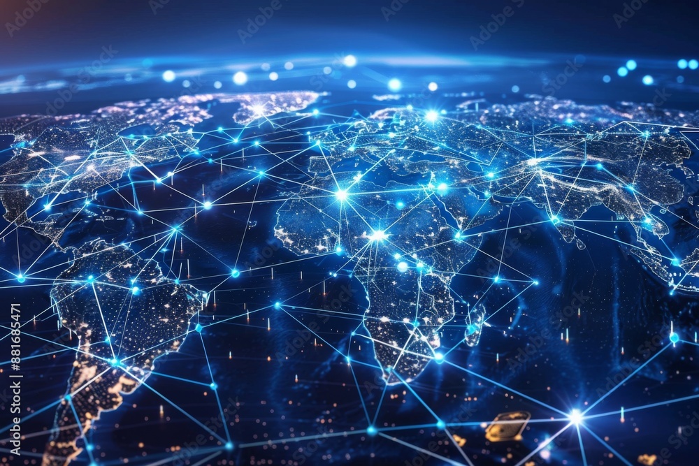 Poster abstract world maps illustrating global networks and connectivity concepts, showcasing international