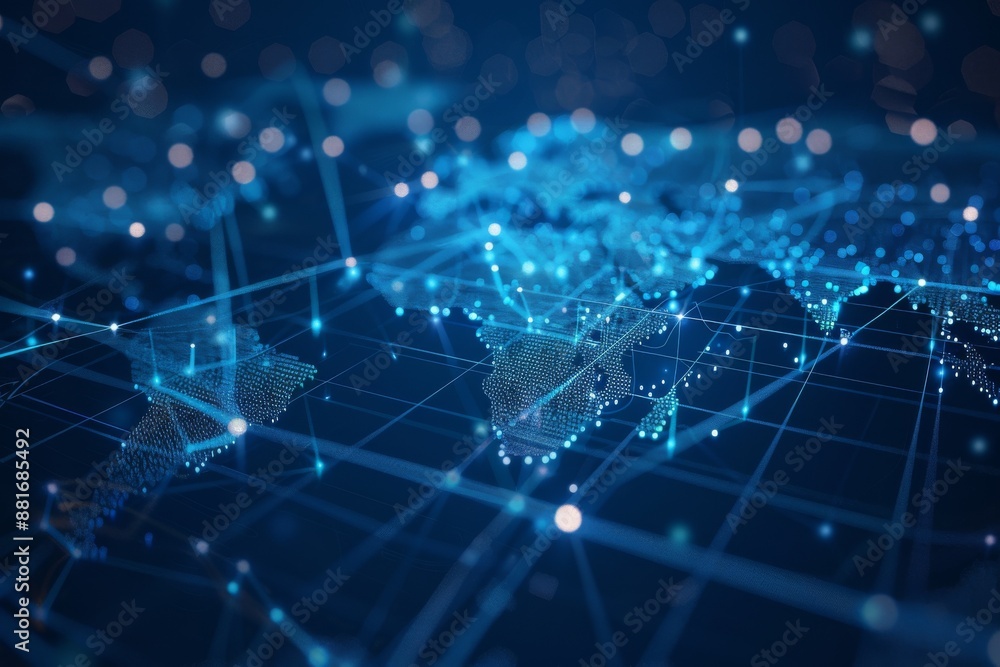 Poster abstract world maps illustrating global networks and connectivity concepts, showcasing international