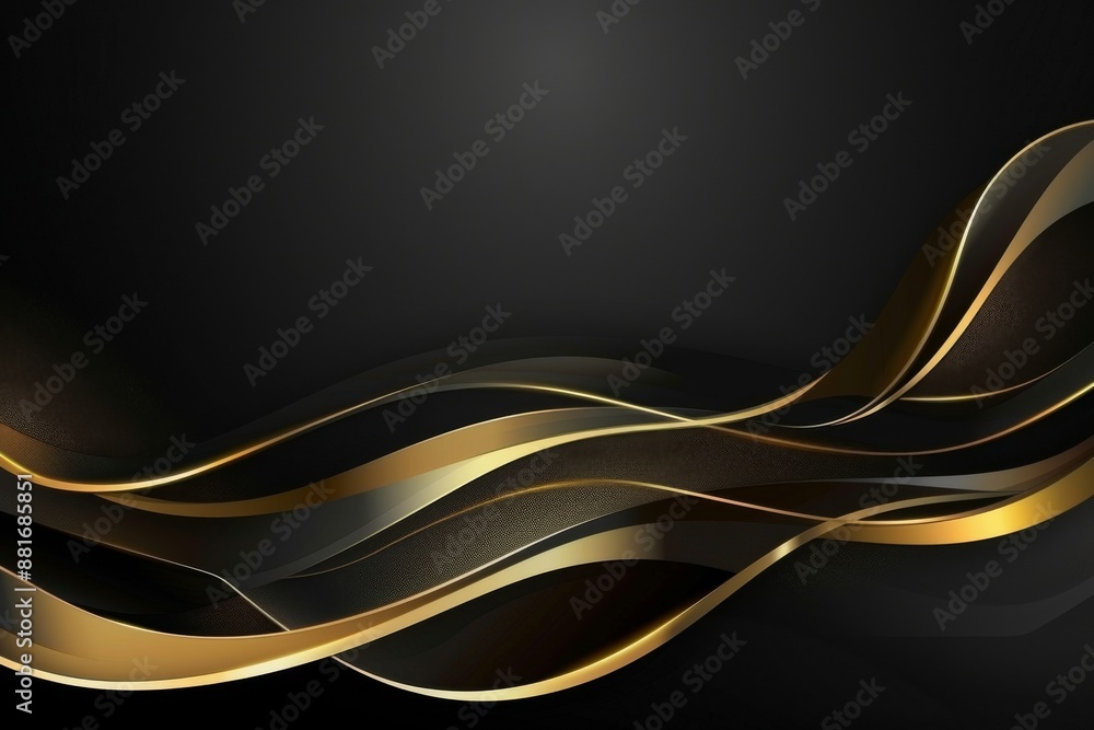Poster elegant black background with a smooth gold curve and matte texture, designed for sophisticated pres