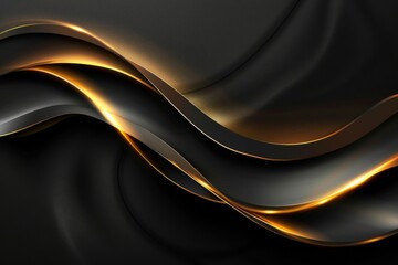 Elegant black background with a smooth gold curve and matte texture, designed for sophisticated presentations and professional PowerPoint templates with ample white space for text.
