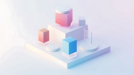 Abstract 3D Composition with Pastel Colors