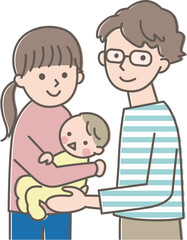 赤ちゃんを抱く2人