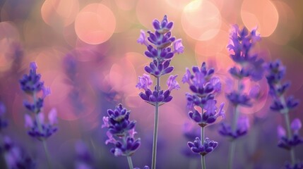 Obraz premium Blurry lavender flowers with light bokeh background