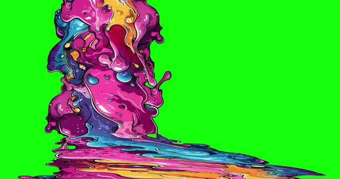 Comic stream looping effect on green screen background. Motion content for your design.