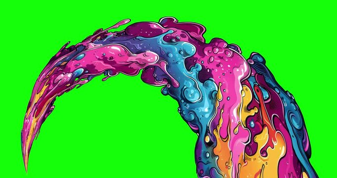 Comic stream looping effect on green screen background. Motion content for your design.