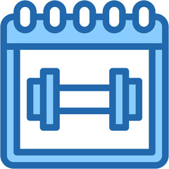Vector Icon Dumbbell, Calendar, Date And Time, Weight, Gym