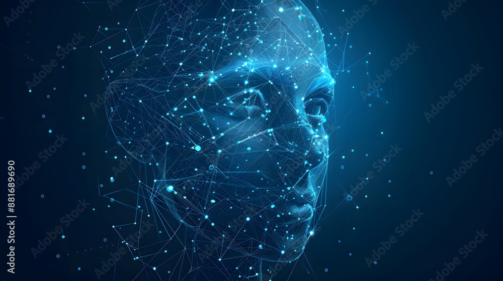 Poster artificial intelligence brain power research tech market with representing ai innovation technology.