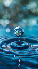 A globe-shaped water drop
