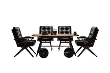 The Mobile Meeting - A Table With Chairs and a Table With Wheels on White or PNG Transparent Background.