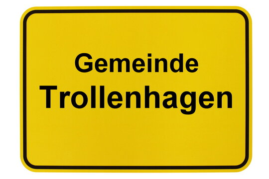 Illustration eines Ortsschildes der Gemeinde Trollenhagen in Mecklenburg-Vorpommern