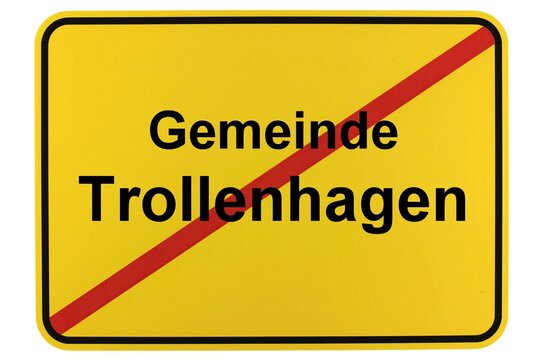 Illustration eines Ortsschildes der Gemeinde Trollenhagen in Mecklenburg-Vorpommern