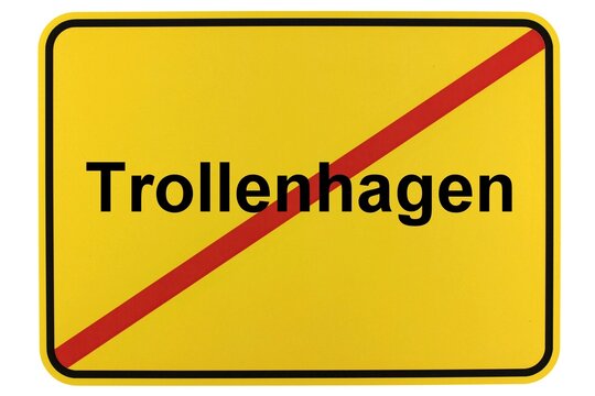 Illustration eines Ortsschildes der Gemeinde Trollenhagen in Mecklenburg-Vorpommern