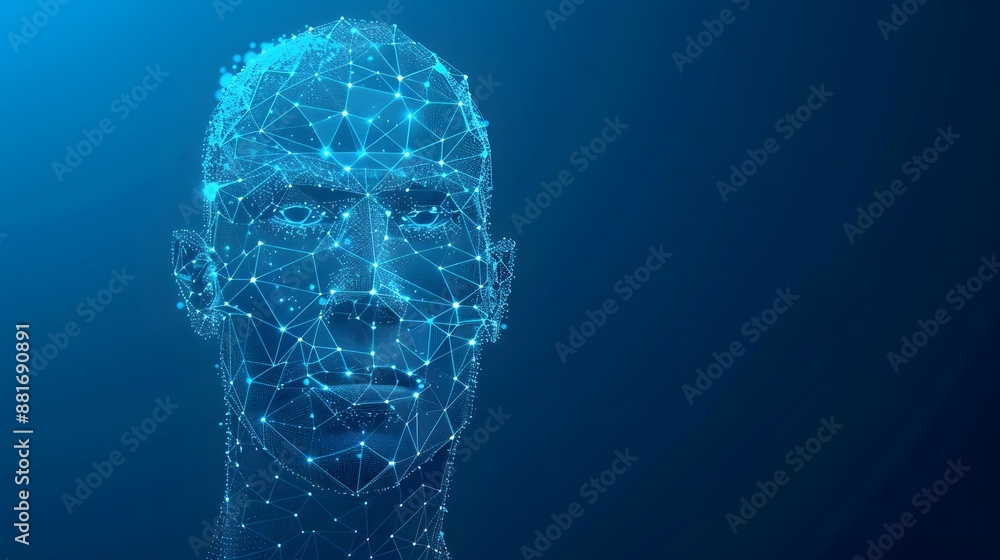 Poster artificial intelligence brain power research tech market with representing ai innovation technology.