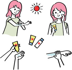 日焼け止めを塗る女性