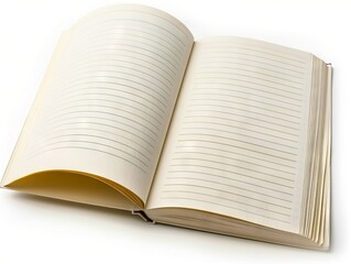 Obraz premium An open book with blank pages on a white background.