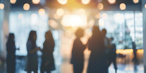 Business conference, Floor scene in warm lights and bokeh background.