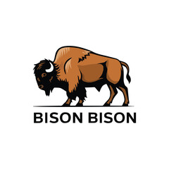 Bison mascot illustration logo design