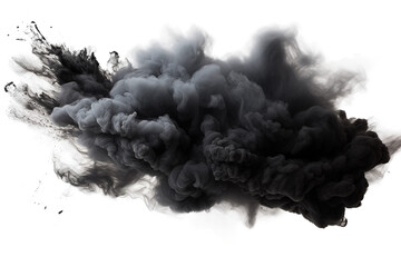The Enigmatic Dance of a Black Smoke Cloud on White or PNG Transparent Background.