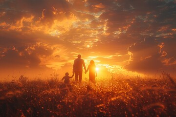 Family Silhouette at Sunset