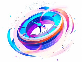 A colorful clock with a swirling pattern.