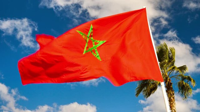waving flag of Morocco