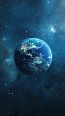 Obraz premium Panoramic view of earth in galaxy, planet earth in space