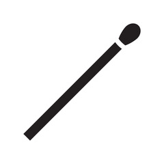 The match icon. The black silhouette of a match. A match is a stick equipped with an incendiary head. Vector illustration isolated on a white background for design and web.