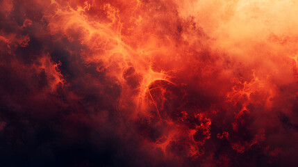 A fiery toned red sky and abstract black and red background with smoke and flame effects Wide banner for design
