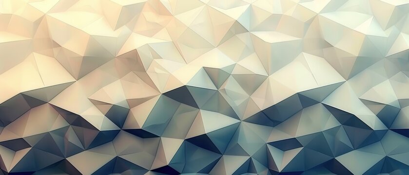 Abstract geometric background with a gradient of soft colors, featuring a low-poly design with triangular shapes and 3D textures.