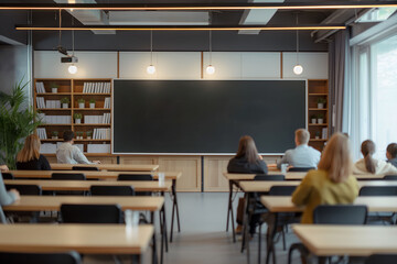 Modern classroom interior design at the school. The auditorium at the university. Lecture room.