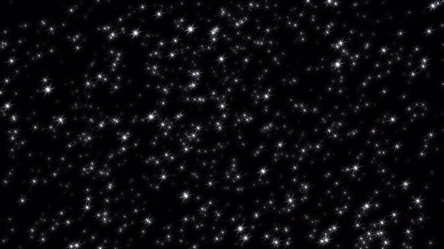 黒背景に輝く光がきらめく動画、ループ