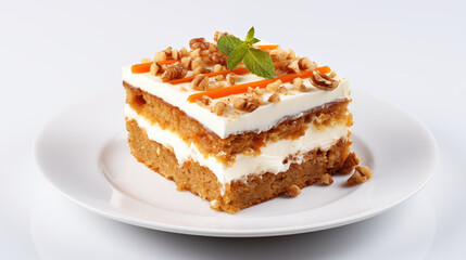 Carrot cake isolated on white background.