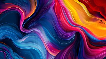 Obraz premium This abstract image showcases a vibrant combination of wavy lines in a spectrum of colors, creating a dynamic and fluid visual texture that's perfect for a variety of design projects. 