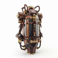 3D Render, Low Poly style of a Victorian-style jetpack, on isolated white background, Generative AI