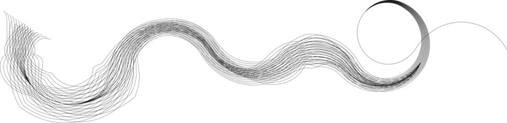 Abstract flow linear fluid wavy shape .Curved lines pattern . Music sound wave . Vector illustration