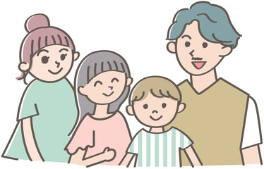 若い夫婦と男女の子どもの家族