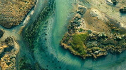 Aerial vistas of water bodies, rivers, urban landscapes with unique textures for captivating scenes