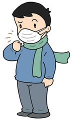 Obraz premium 病気・疾患のイラスト - 風邪・インフルエンザ・発熱・くしゃみ・咳