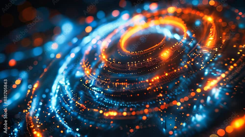 Poster abstract futuristic digital background with circular elements and glowing lights