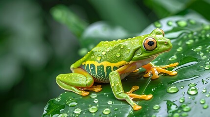 Obraz premium Red-Eyed Tree Frog in Rain