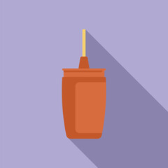 Plastic cup with straw for bubble tea, milk cocktail, frappe, smoothie is standing on purple background