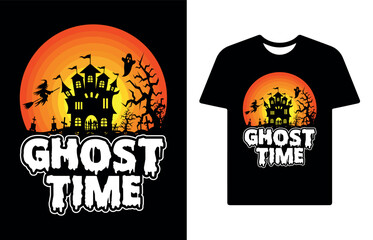 Halloween t shirt design Halloween vector Ghost Time shirt, banner poster and others use.