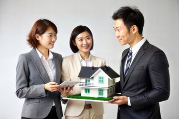 Asian Real Estate Agent Showing House to Potential Buyers