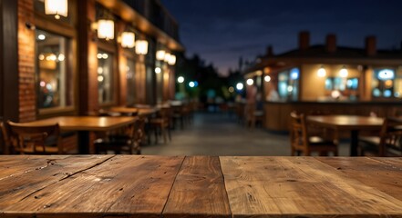 Fototapeta premium empty wooden table top with Restaurand Background for product display