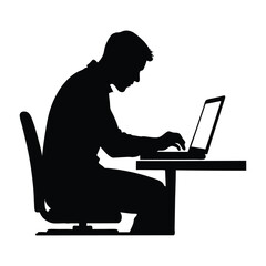 man working on a laptop silhouette vector design
